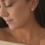 Freshwater Pearl Clover Stud Earrings with three cultured pearls in a delicate clover design.