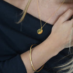Disc Pendant Necklace with a polished round pendant, available in sterling silver, gold vermeil and rose gold vermeil.