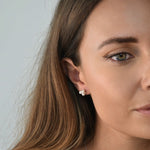 Freshwater Pearl Clover Stud Earrings with three cultured pearls in a delicate clover design.