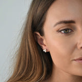 Freshwater Pearl Clover Stud Earrings with three cultured pearls in a delicate clover design.