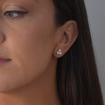 Freshwater Pearl Clover Stud Earrings with three cultured pearls in a delicate clover design.