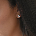 Freshwater Pearl Clover Stud Earrings with three cultured pearls in a delicate clover design.