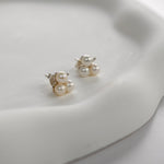 Freshwater Pearl Clover Stud Earrings with three cultured pearls in a delicate clover design.