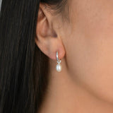 Freshwater Pearl Drop Huggie Earrings with removable cultured freshwater pearl drops.