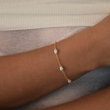 Nova Freshwater Ivory Pearl Bracelet featuring lustrous ivory freshwater pearls on a delicate gold vermeil chain.