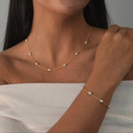Nova Freshwater Ivory Pearl Bracelet featuring lustrous ivory freshwater pearls on a delicate gold vermeil chain.