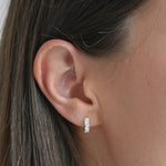 Sterling Silver Clear CZ Huggie Earrings - Cammi London - Earrings