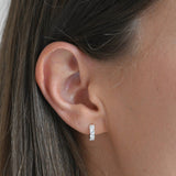 Sterling Silver Clear CZ Huggie Earrings - Cammi London - Earrings
