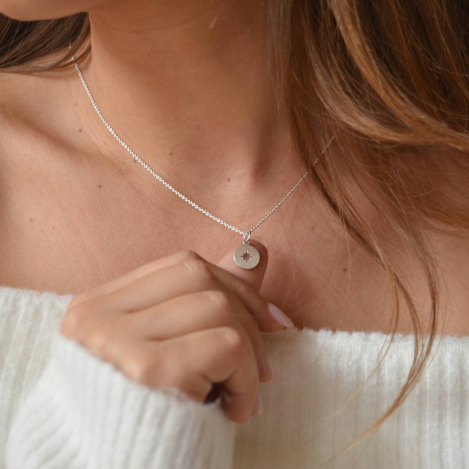 Sterling Silver Compass Necklace - Cammi London - Necklaces