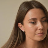 Sterling Silver CZ Open Heart Stud Earrings - Cammi London - Earrings